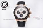 Replica QF Factory Rolex Daytona V3 Watch 40mm Rose Gold Case Black Rubber Strap 